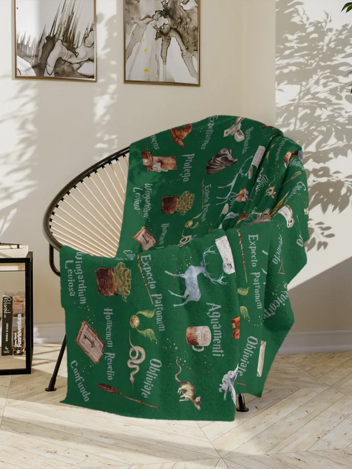 Wizarding World Baby Blanket; Magic School Baby Minky Blanket Owl Key Magic World Custom Wizard Blanket Gift for Baby Minky Blanket WBB12
