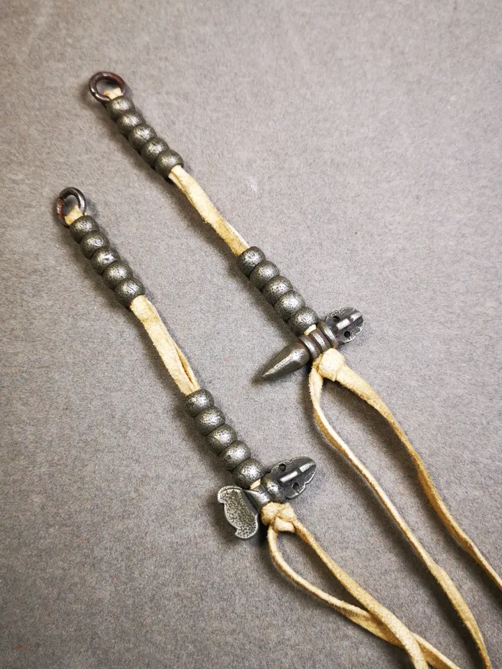 Gandhanra Handmade 9mm Tibetan Buddhist Prayer Bead Counters for 10-20mm Mala,with Kila and Kartika Pendant,Made of Cold Iron