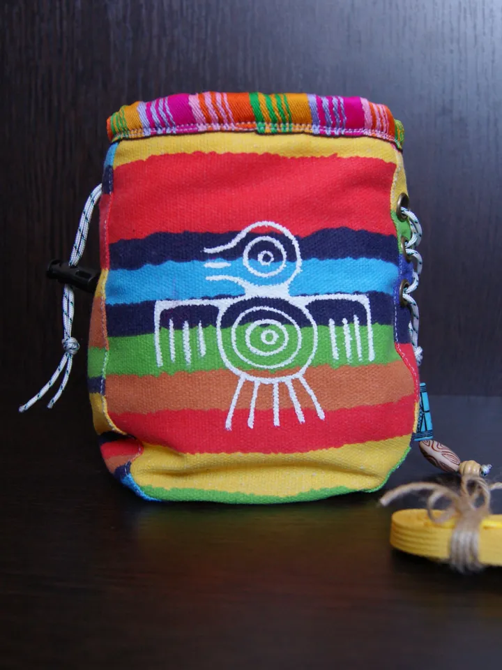 Chalk Bag for Climbing and Bouldering Aztec drawings