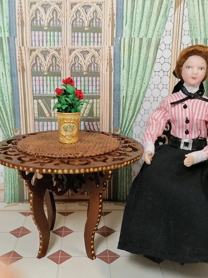 Rose in a pot. Dollhouse miniature.1:12 scale.