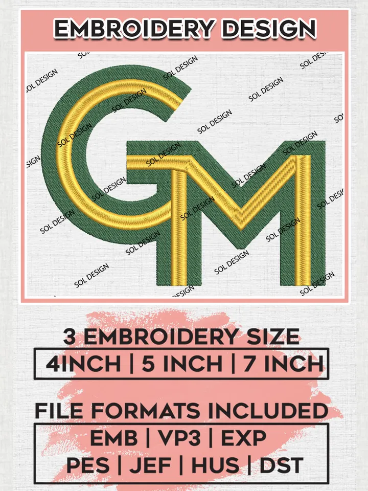 NCAA GM Patriots College Team Logo Embroidery Design Files, NCAA George Mason Patriots Machine Embroidery, NCAA Teams, 3 sizes, NCAA Machine embroidery designs, Digital Download
