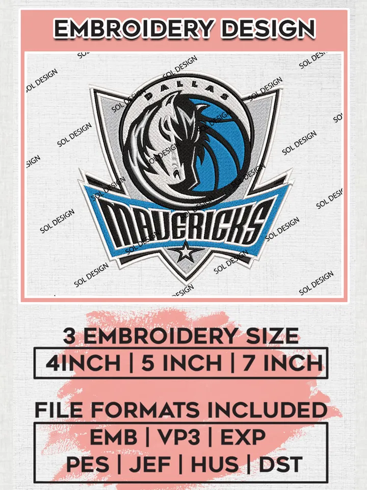 NBA Dallas Mavericks Logo Embroidery Design, NBA Dallas Mavericks Machine Embroidery Files, NBA Machine Embroidery Design, Machine Embroidery Design, Digital Download