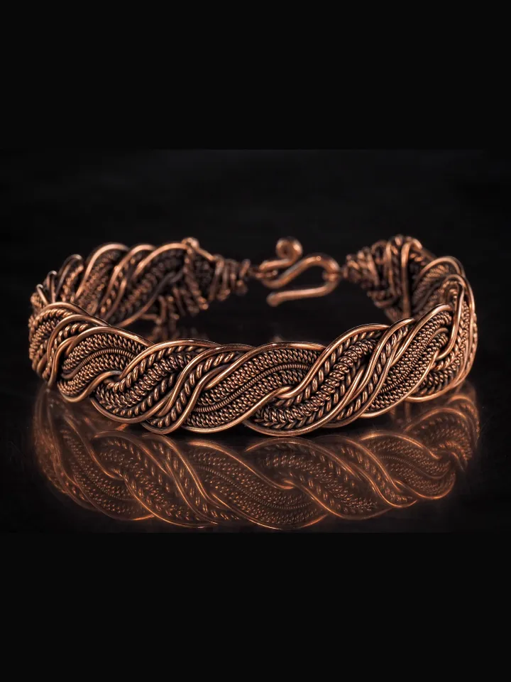 Woven copper wire bracelet Antique style handcrafted copper jewelry Unique gift