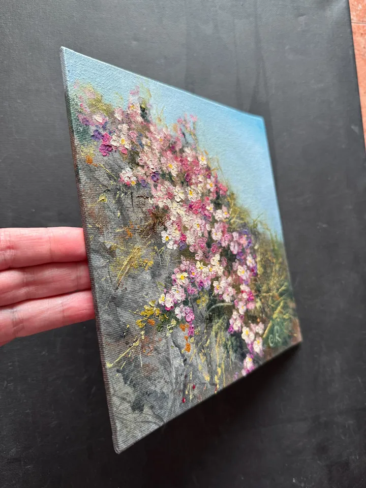 Flowers Original Painting Meadow Painting Flowers Oil Wall Art Floral Artwork