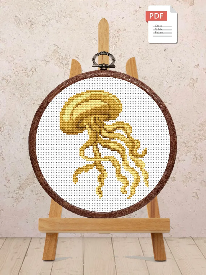 The Jellyfish Cross Stitch Pattern, Sea Cross Stitch, Embroidery Jellyfish, Medusa Cross Stitch Pattern, Modern Cross Stitch Pattern #anm014