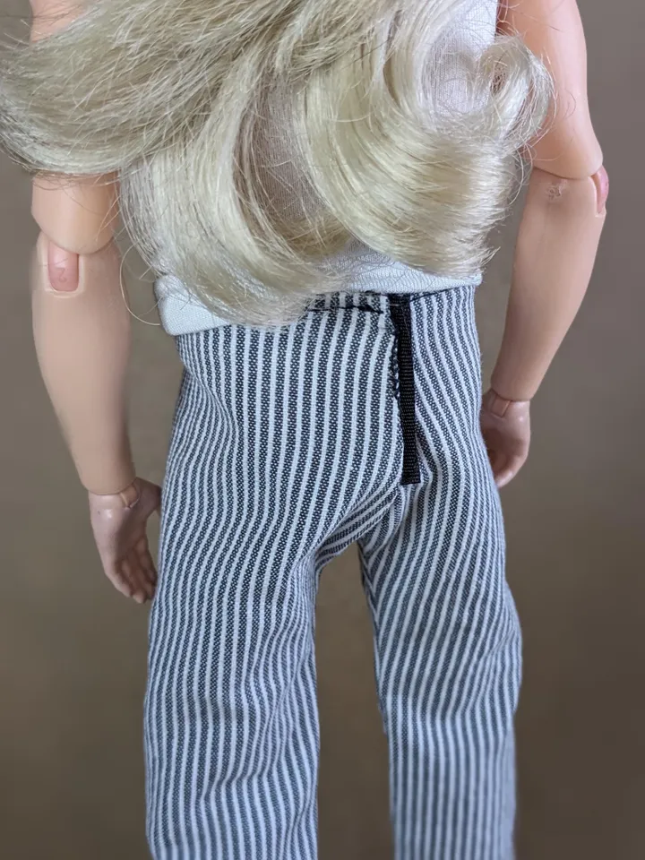 Gray & white striped pants for 12-inch fashion male dolls