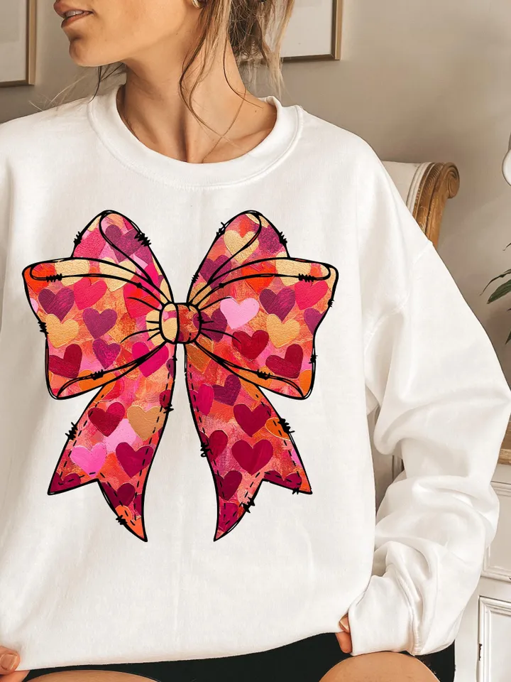Valentine Day Heart Bow Brushstroke png, Valentine png, Valentines day, xoxo png, valentine png designs, Coquette Bow Valentine Png Trendy