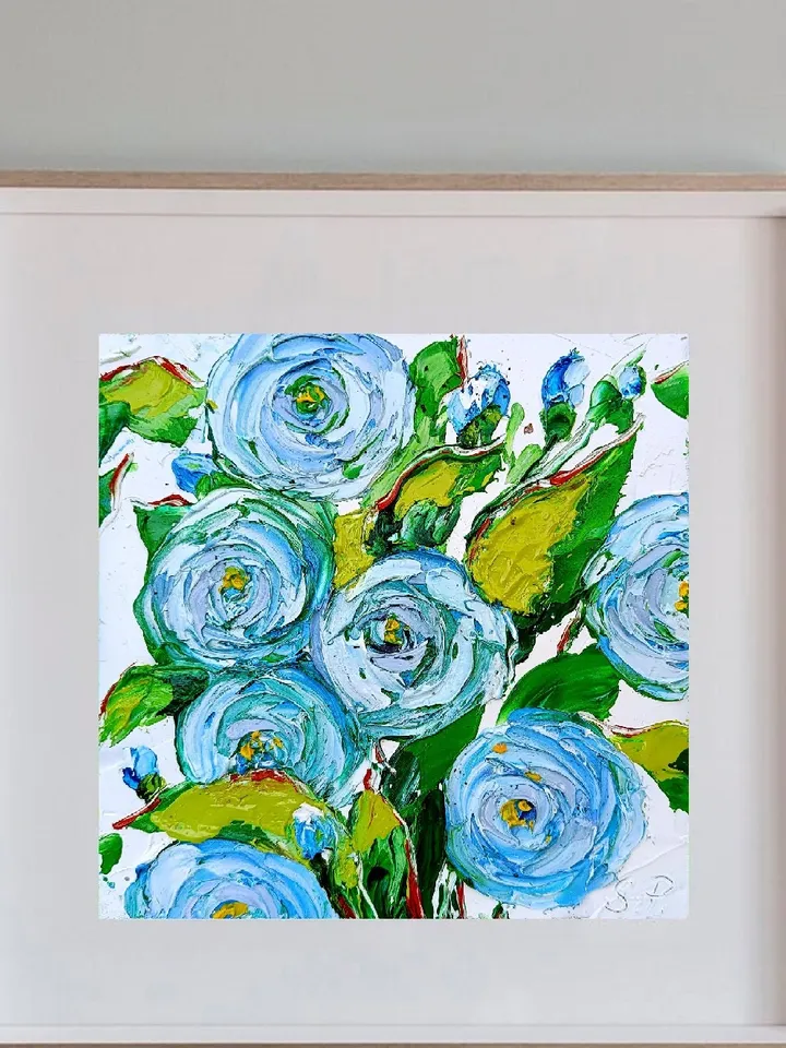 Roses painting Flower Original Art Impasto Oil Painting Small Wall Art 6x6 Impressionist Artwork by ArtProkopaloSv