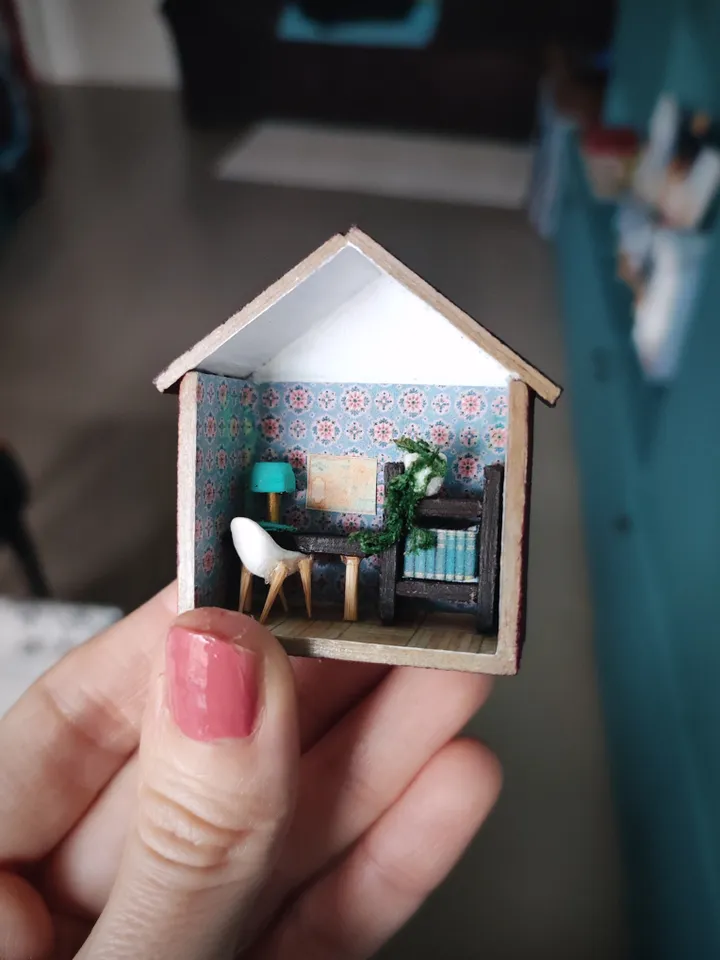 Micro Cabinet Miniature Doll House With Furniture scale 1/100