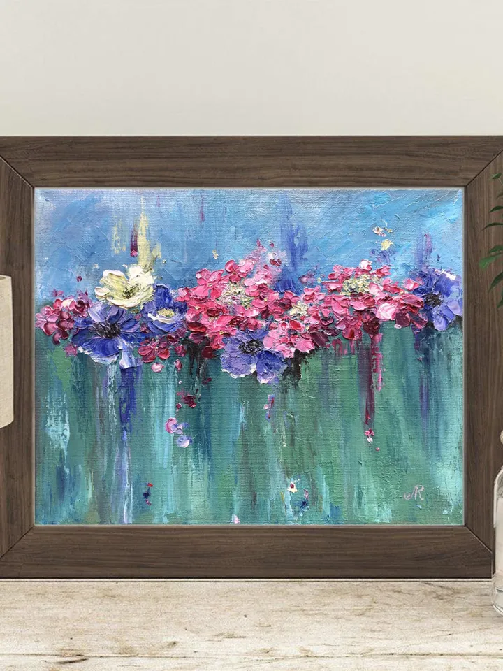 Flowers Original Painting Floral Oil  Wall Art Anemones Painting Blooming Painting
