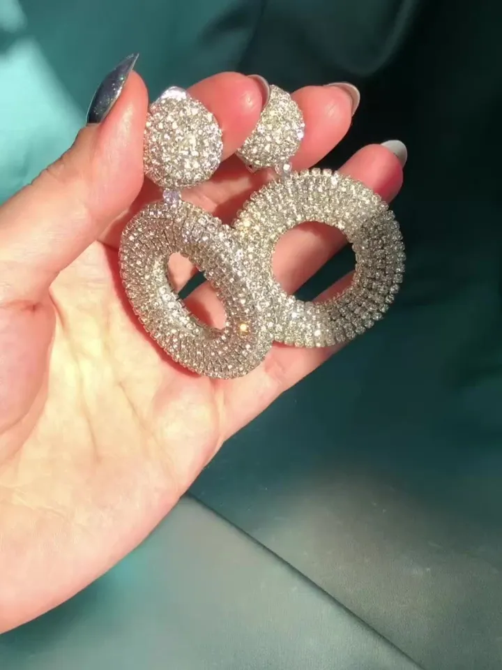 Crystal Pave Hoop Earrings