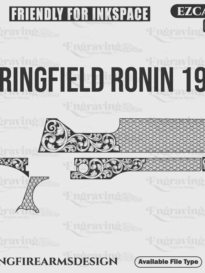 SpringField1911 Ronin Pattern&Scroll Svg,lasercut,laserengraving,fiberlaser,engravingfiles,laserpattern,engravingdesign,engravingpattern