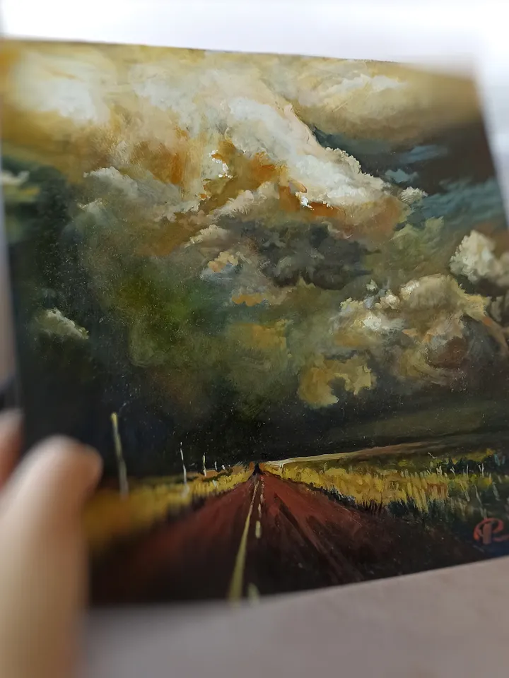 «Before The Storm», landscape, oil painting, approx.12x12"