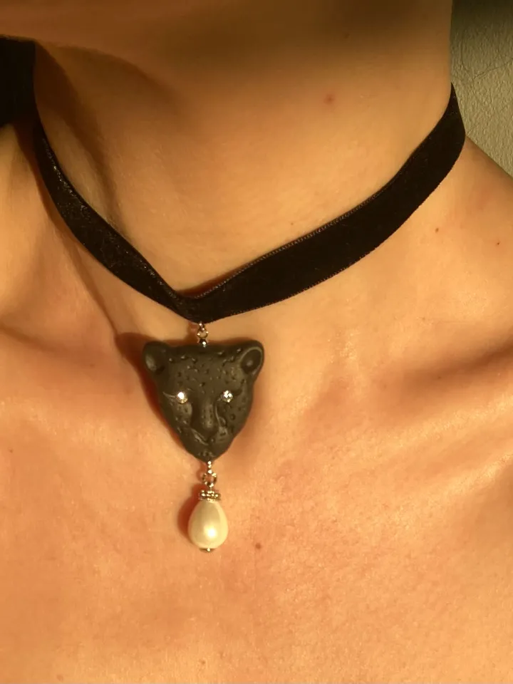 Choker black leopard porcelain