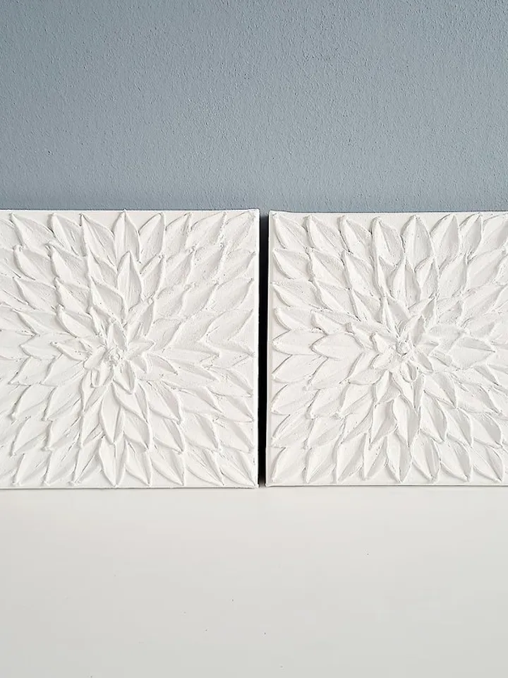 White Textured Wall Art, Set of 2 Art, Modern Wall Art Set, Abstract Canvas Art