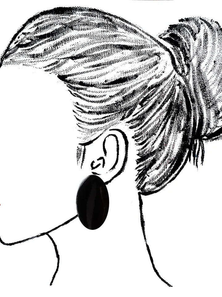 Wooden Earrings, Black Earrings, Oval Earrings, Big Earrings, Lightweight Earrings
