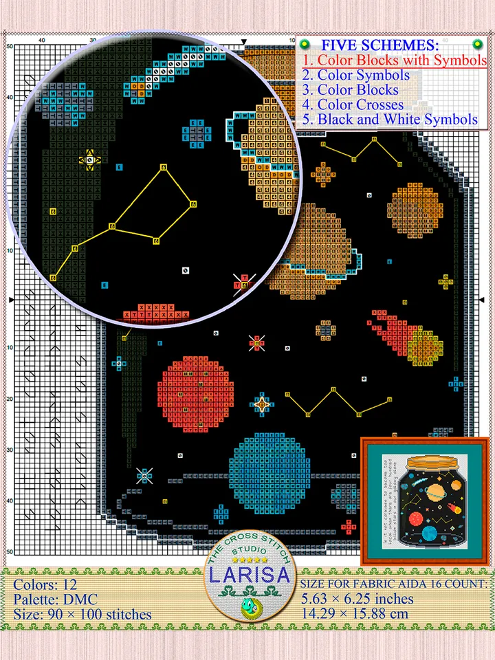 Galaxy Cross Stitch Pattern | Galactic Jar | Explore the Cosmos