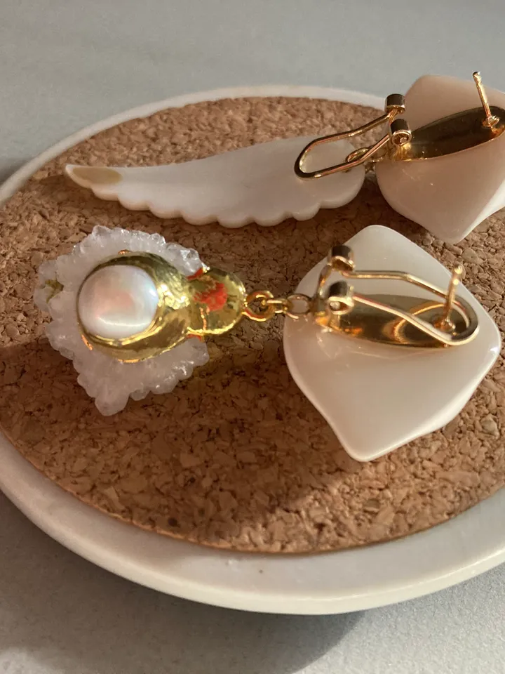 Earrings English biscuit porcelain
