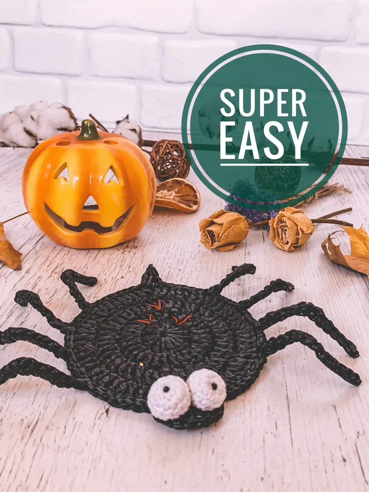 Crochet coaster spider Halloween, Thanksgiving, PDF pattern, digital instant download