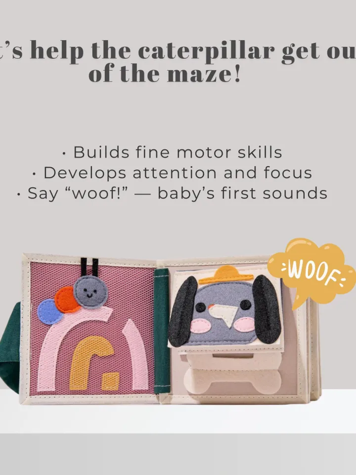 Travel Busy Book for 1 Year Old Baby | Montessori Quiet Book for Toddlers |Sensory Toys for Babies | baptism Baby Gift | Kinderkrama