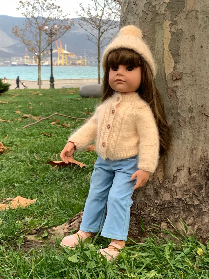 Braided Cardigan and Hat Set KNIT PATTERN for Gotz and American Girl Dolls / 18-inch doll clothes pattern PDF english text