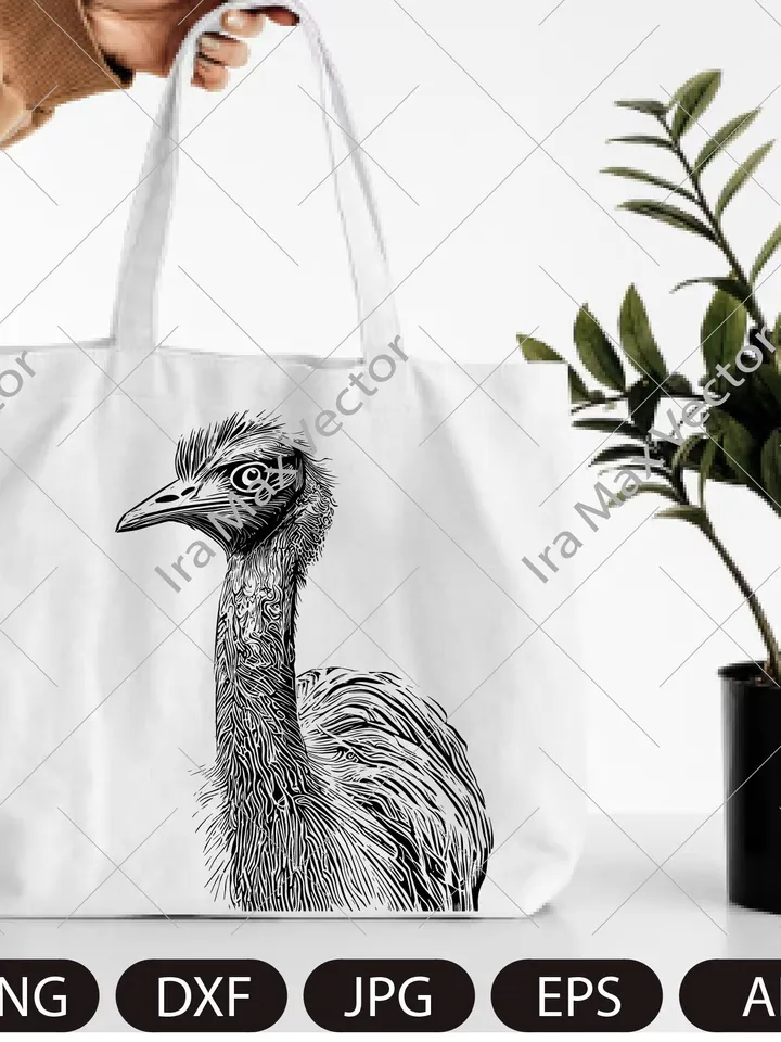 Ostrich Peeking SVG, Ostrich Silhouette dxf, SVG, Farm life clipart, iron on, laser cut, vinyl shirt design, Vector OSTRICH, Digital image,