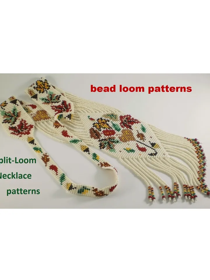 Bead loom patterns, schemes for a Gerdan-Split-Loom Necklace, Beading Loom only Pattern, Instant Download, PDF