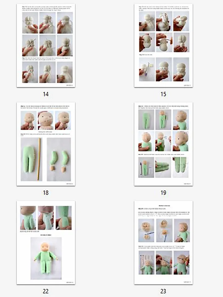 DIY Waldorf pocket doll 7 inch (18 cm) tall. PDF sewing pattern and tutorial + doll clothes patterns.