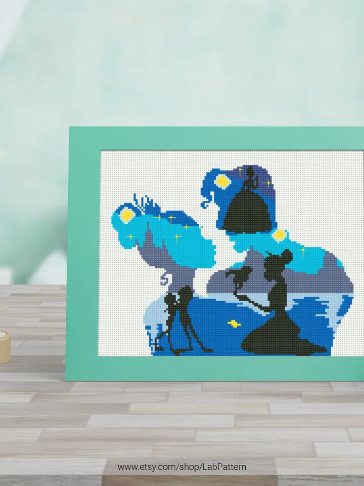 Tiana Princess Silhouette Frog Cross stitch pattern | Embroidery Pattern | Instant Download | Embroidery Designs
