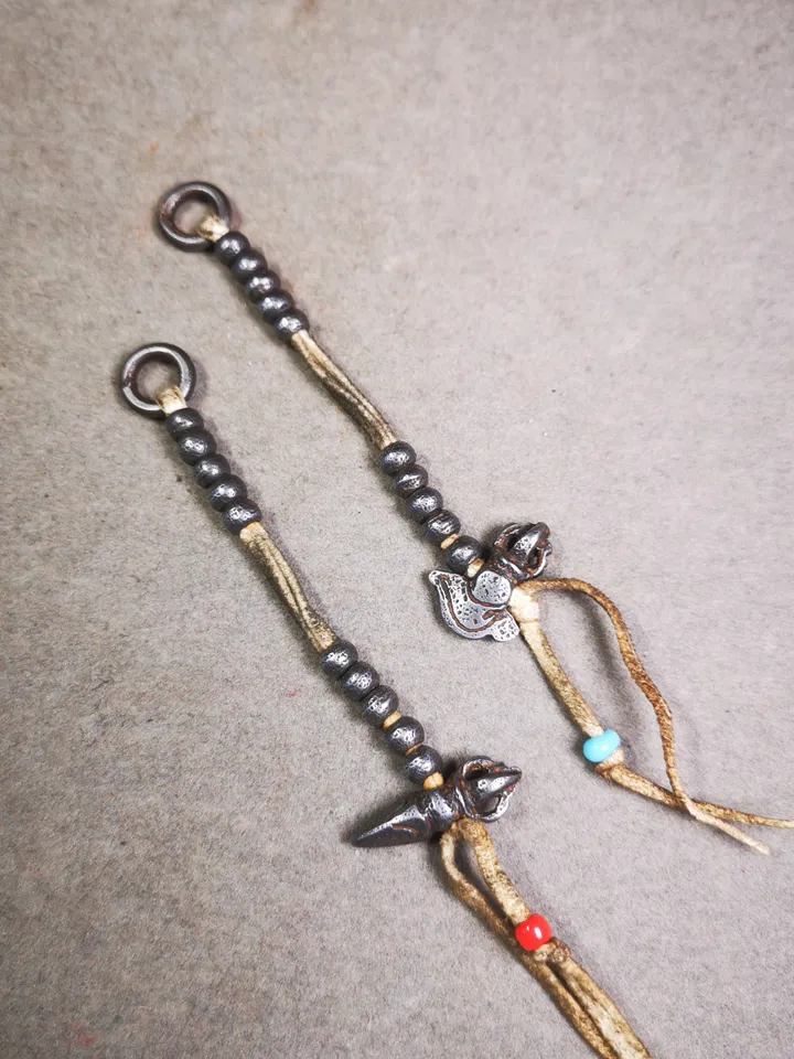 Gandhanra Handmade Tibetan Buddhist Mala Counters,Prayer Bead Counters,with Kartika and Kila Pendant,Made of  Cold Iron