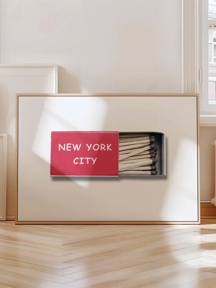 Retro NYC Matchbox Art Print: Vintage New York Decor (Digital Download)