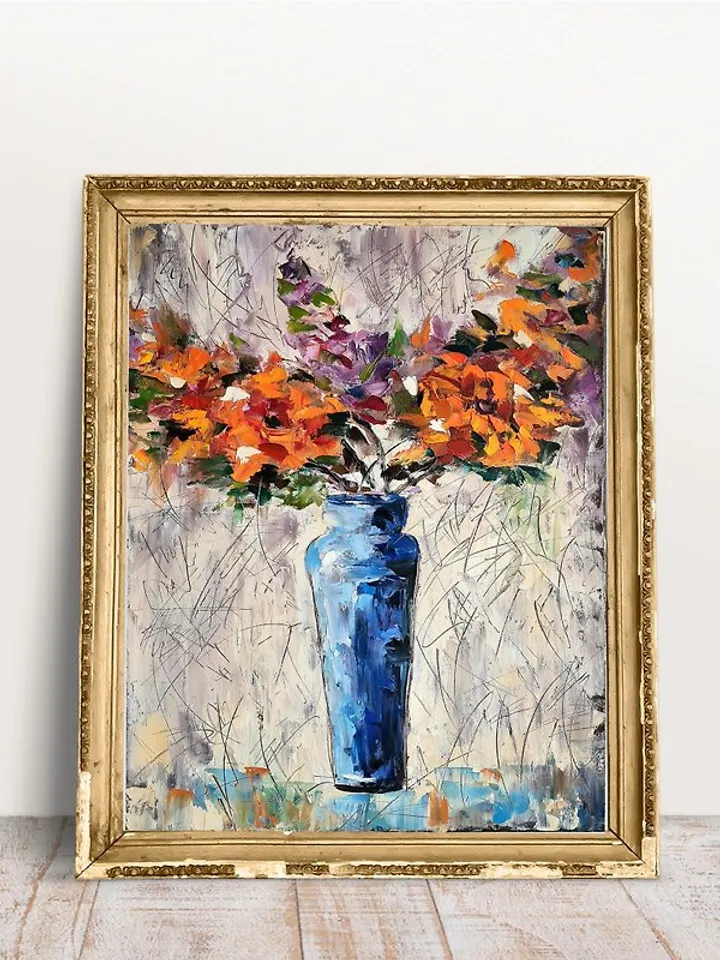 Flowers original oil painting on canvas Oil abstract painting Flowers in vase