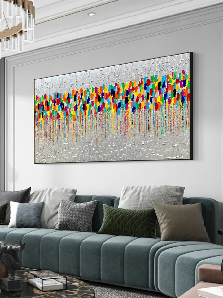 Original Oil Painting On Canvas, Abstract Colorful Textured Palette Art, Large Wall Art, Living room Wall Art, Home Decor, Boho Wall Decor