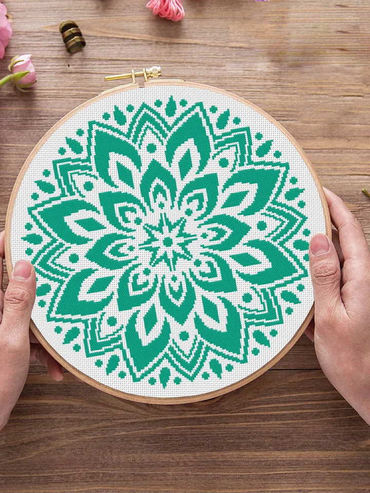 Mandala cross stitch pattern download PDF, Floral ornament cross stitch chart, Monochrome mandala pattern digital PDF, DIY Home decor #M126