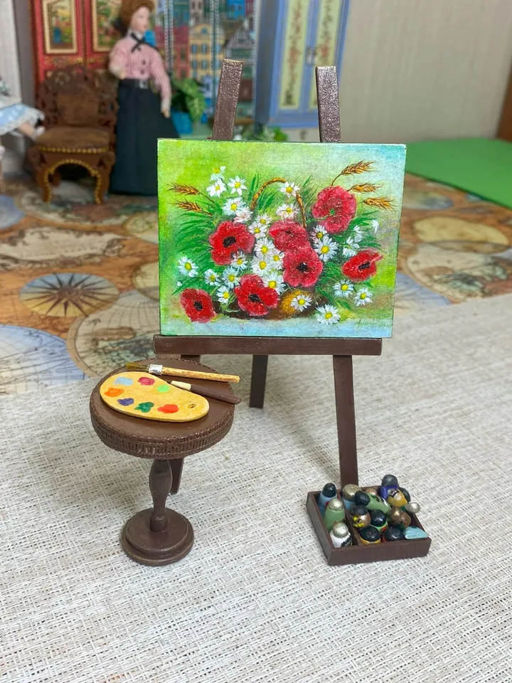 Artist's set. Doll miniature. 1:12. Furniture for dolls.