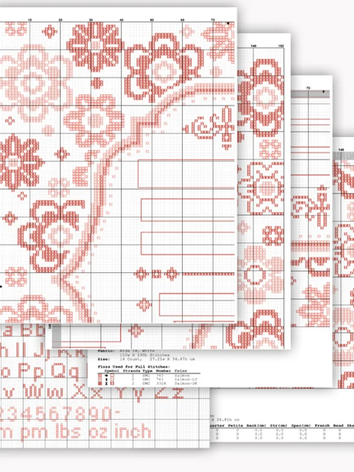 Baby Birthday cross stitch pattern. Floral border cross stitch pattern. Nursery cross stitch