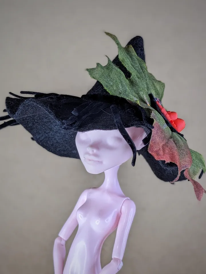 Halloween witch hat for 13 cm doll head