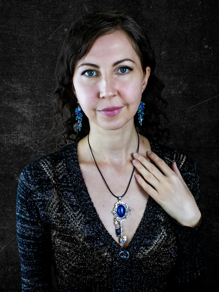 Handmade Unique Lapis Lazuli Key Necklace"Legend"