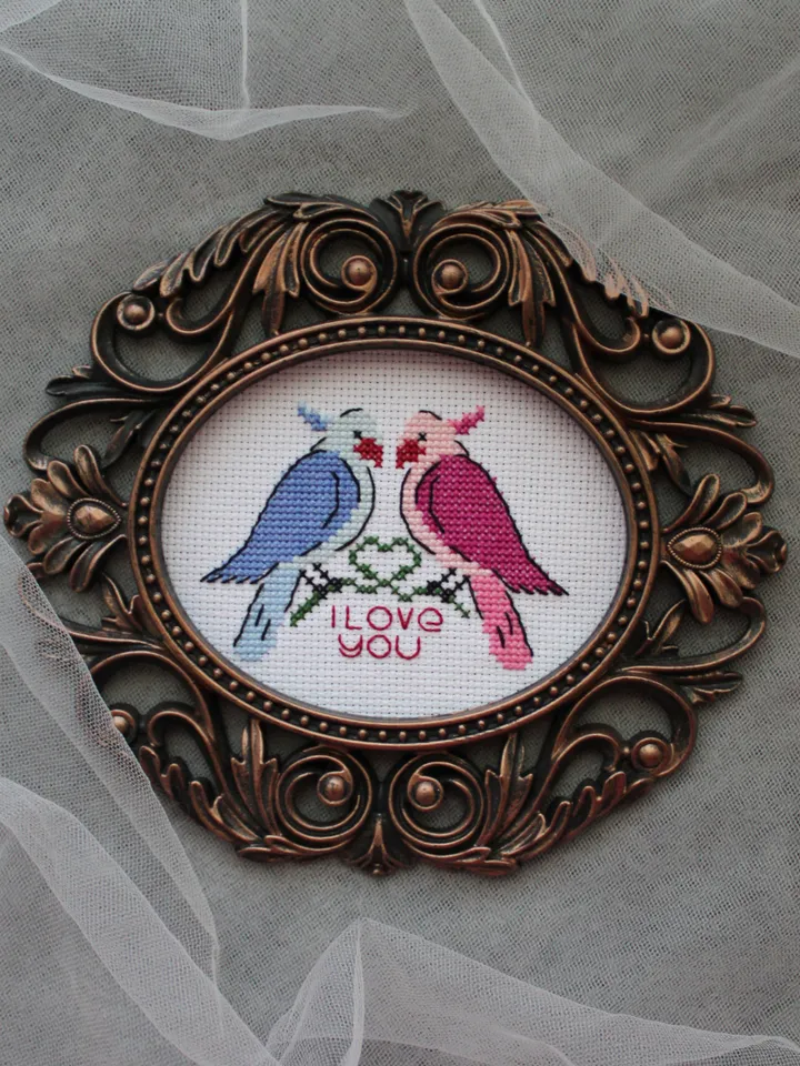 Cross stitch pattern Two parrots, easy cross stitch chart PDF