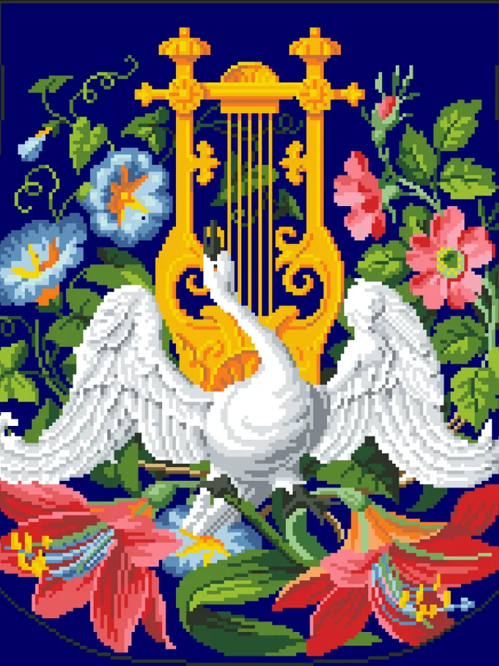 Antique Cross Stitch Pattern Bag with a Swan Counted Digital Download PDF