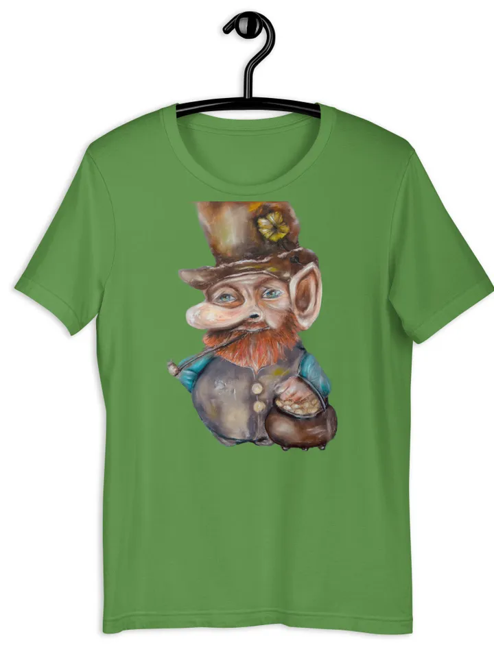 Leprechaun Unisex t-shirt made with my original painting,handmade humorous designer t shirts,unique st patrick day gifts.