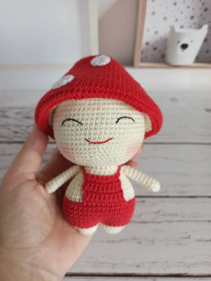 Crochet mushroom doll, Xmas gift toy Toadstool , birthday gift for kids,