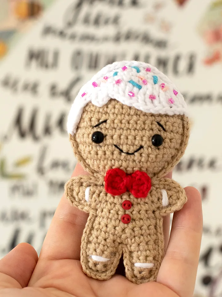 Crochet gingerbread man boy Christmas home decor, cute stuffed toy Christmas gift idea, Christmas vibe, Christmas sign
