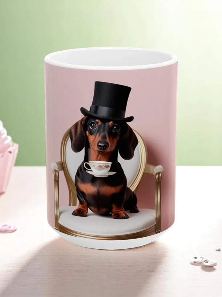 Whimsical Dachshund Mug, Cute Dog Coffee Cup for Animal Lovers, Perfect Gift for Pet Owners, Birthday, Housewarming, Tea Lover, Ceramic Mug