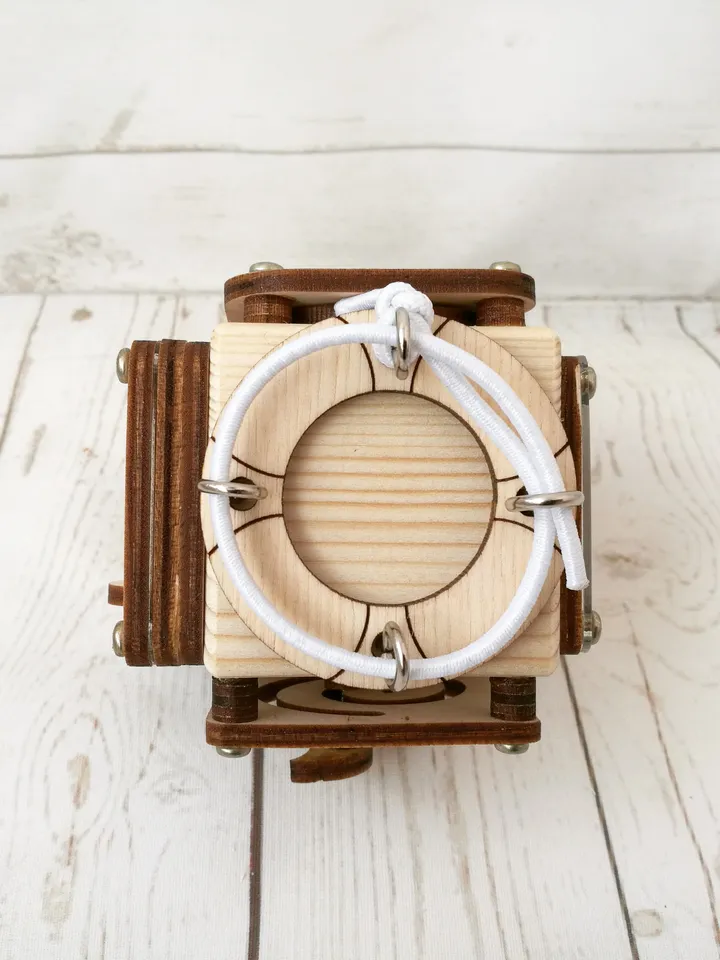 Busy cube - wooden baby fidget toy, montessori travel activity