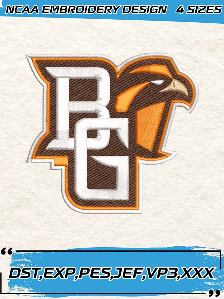 Bowling Green Falcons Logos Embroidery Design,NCAA Logo Embroidery Design,Machine Embroidery Design File,4 Sizes, Digital Download