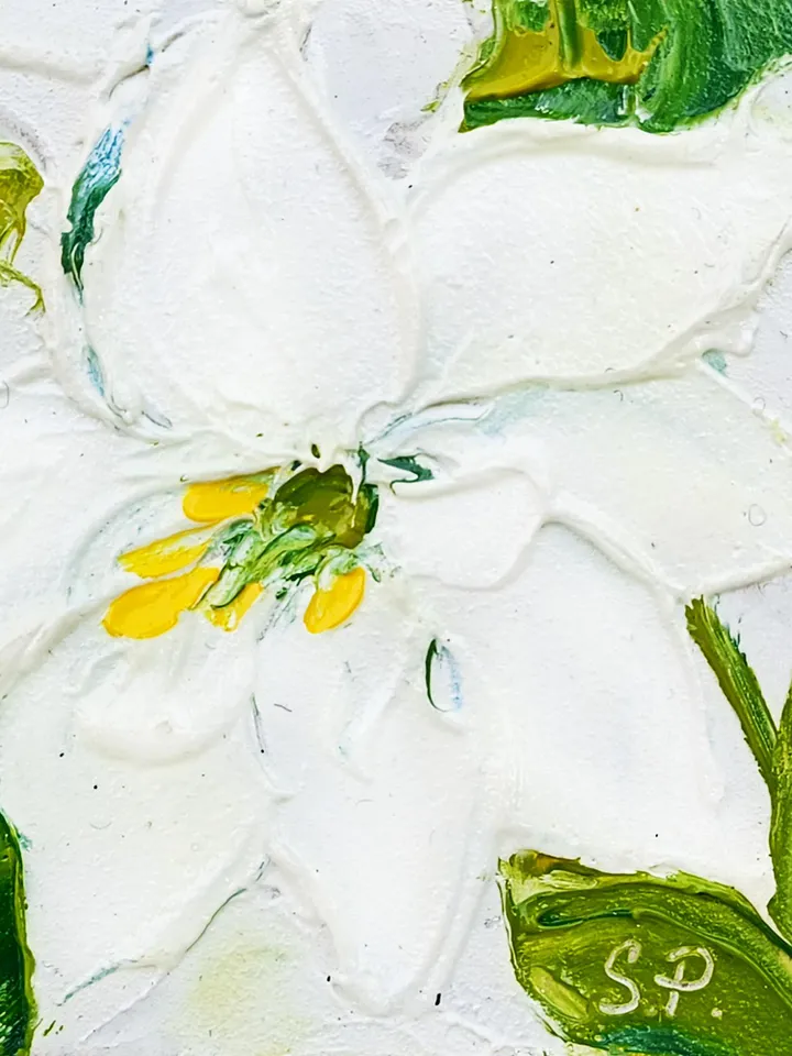 Lily Painting Cornflower Original Art Impasto Oil Painting 4x4 Impasto Lily Wall Art Floral Meadow Painting Field