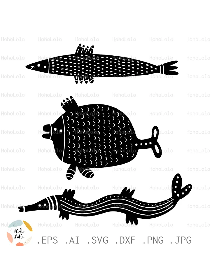 Fish Svg, Fish Linocut, Fish Scandi, Fish Cricut, Fish Silhouette, Fish Clipart Png, Fish Stencil Dxf, Fish Template