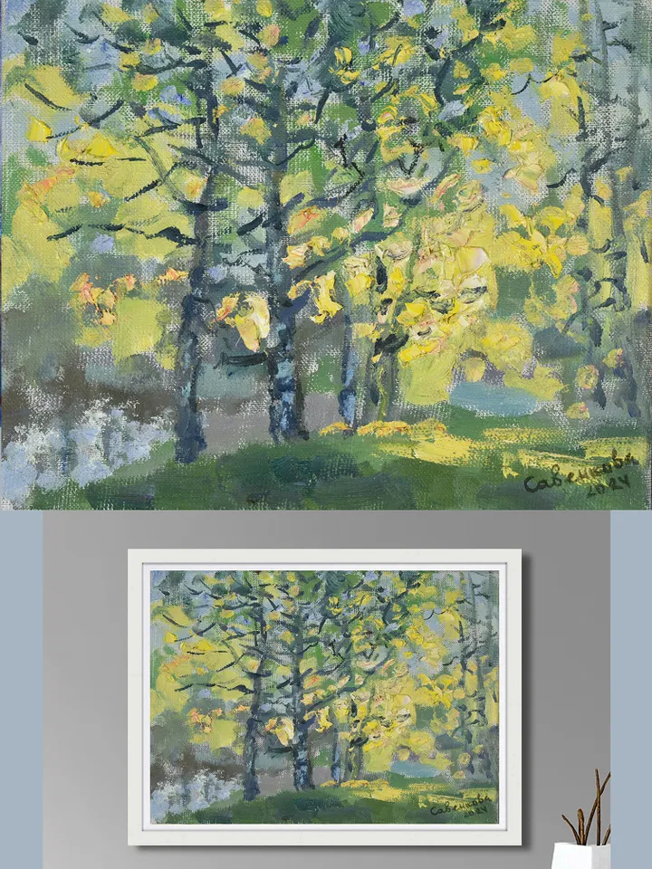 Pine Trees Painting Nature Impressionism Art Original Artwork