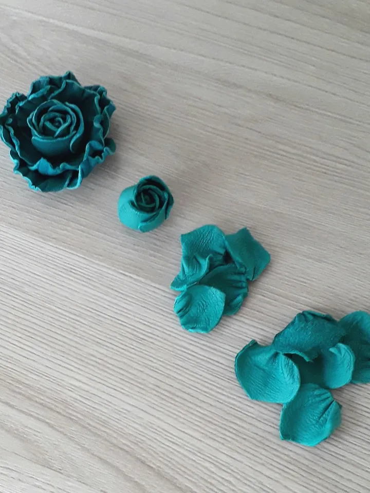 Turquoise rose men's lapel pin Leather boutonniere for him 3rd anniversary gift, art.12